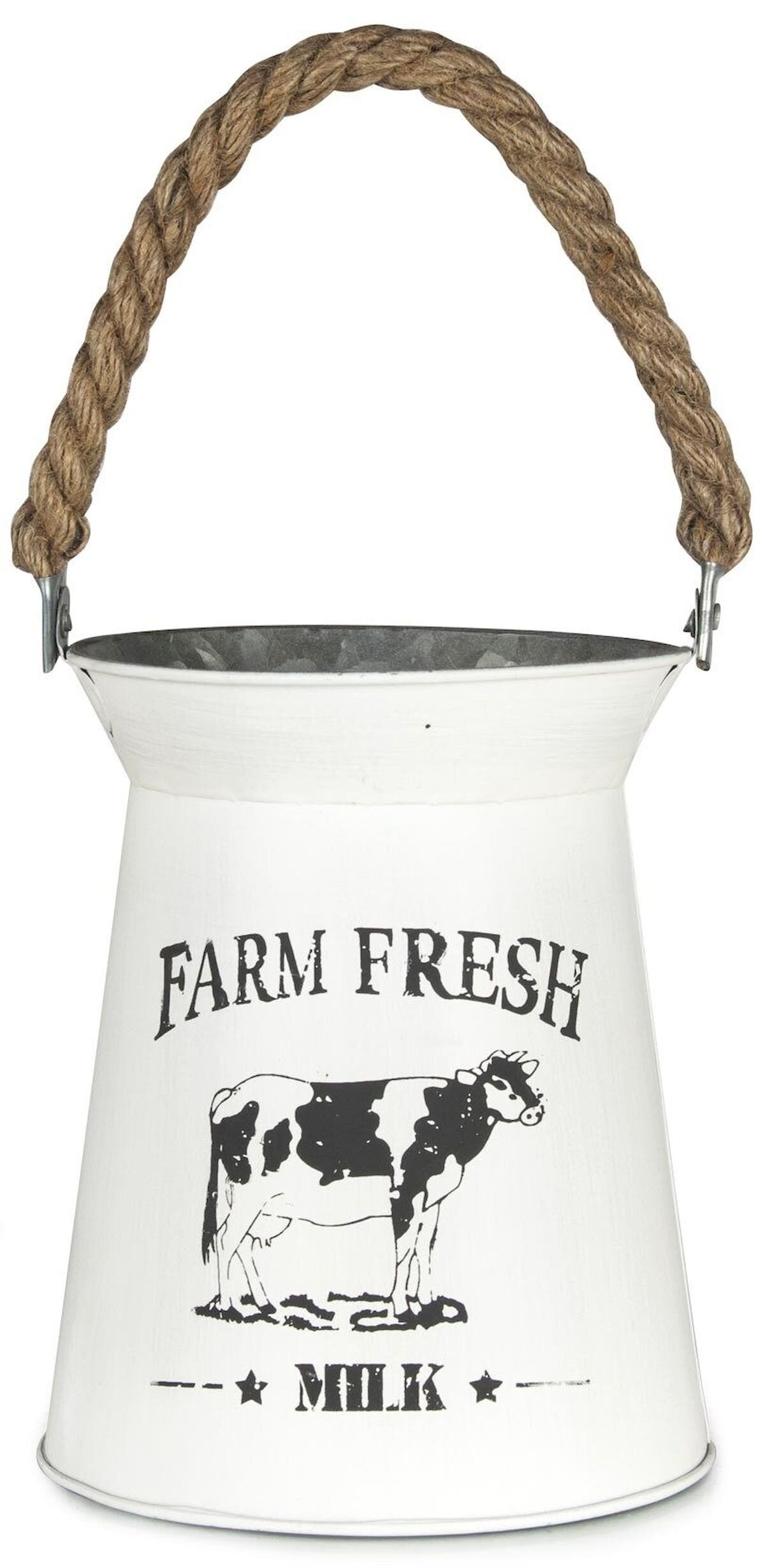 Gracie Oaks Farm Fresh Milk With Cow Design White Metal Jug Wayfair